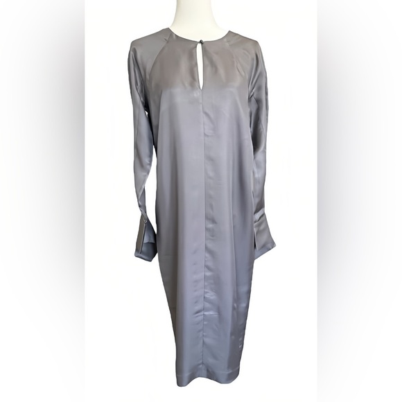 Banana Republic Heritage 100% Silk Sheath Dress Luxe Gray Seamed Midi Sz S NWT - Picture 5 of 12